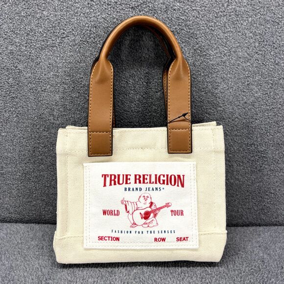 True Religion Handbags - True Religion Tote Bag Mini crossbody Strap Natural beige denim Travel